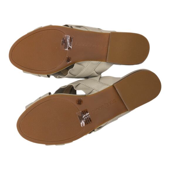Sole Society Gray Flat Slide Sandals  Leather Ruffle Women's 8  Mandi - Picture 8 of 13